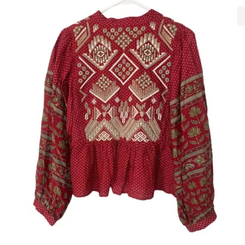 Anthropologie  Keira Embroidered Peplum Long sleeve blouse •sold out• - Picture 5 of 9